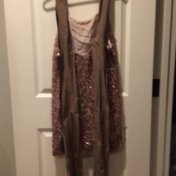 BCBG Maxazria sequin soft pink/plum lovely dress size10 silk needs some mending - Picture 6 of 14